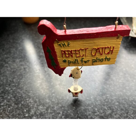 Vtg Cross Stitch "Gone Fish'n Handmade & "The Perfect Catch" Ornament Fishing - Picture 6 of 9